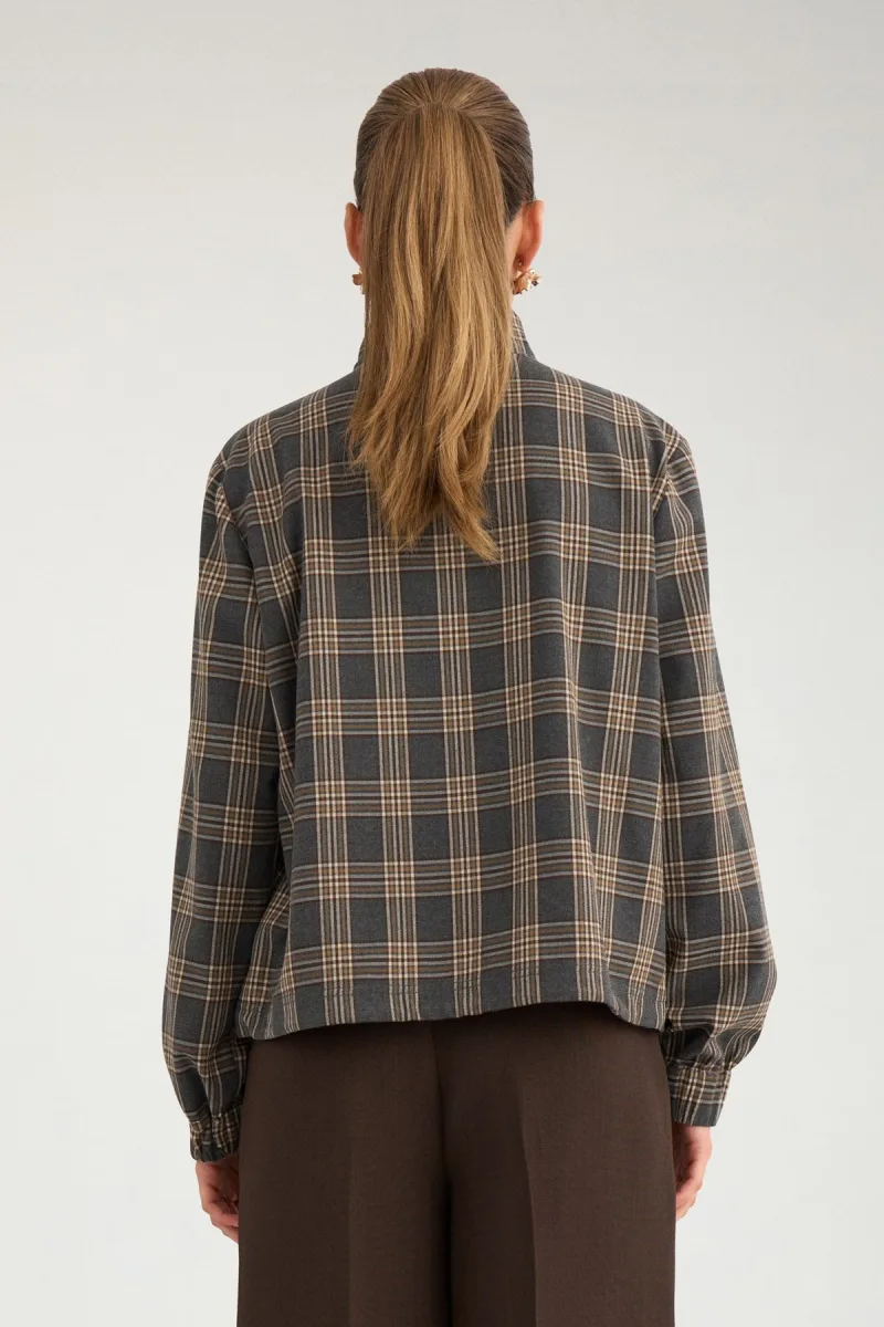 Nukamala Zip Shirt van Nümph, kleur Dark Grey Melange