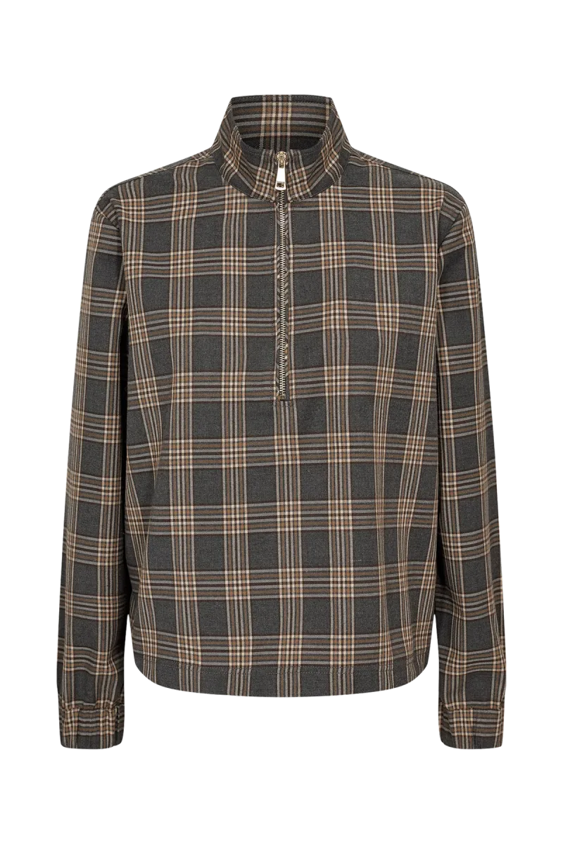 Nukamala Zip Shirt van Nümph, kleur Dark Grey Melange