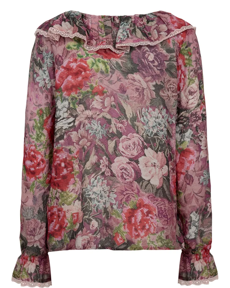 Numarcelle Ruffle Shirt van Nümph, kleur Goji Berry