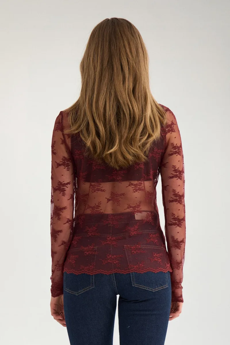 Nunatalia Blouse van Nümph, kleur Syrah