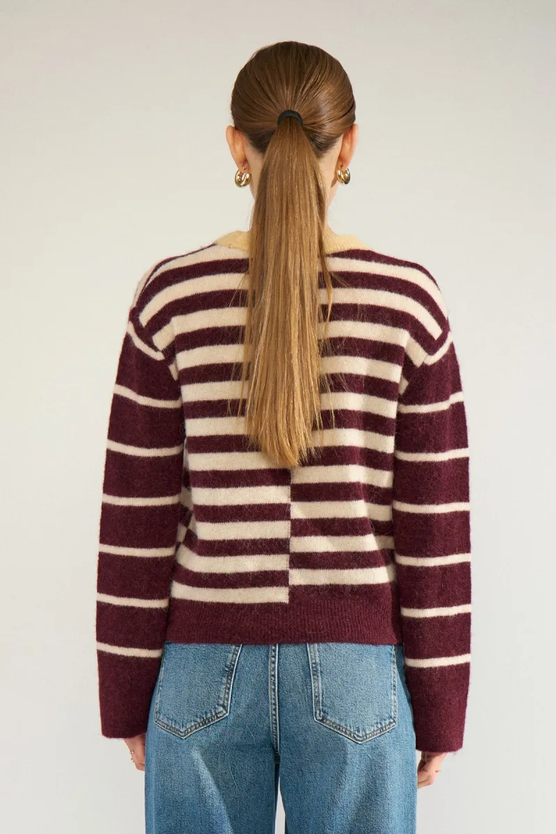 Nuriette Block Stripe Pullover van Nümph, kleur Fig