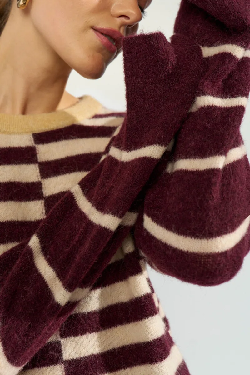 Nuriette Block Stripe Pullover van Nümph, kleur Fig