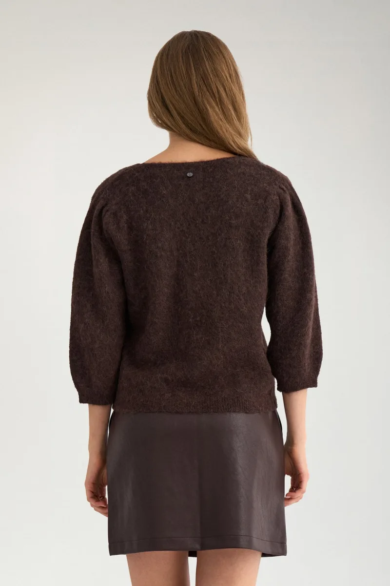 Nusuri Brushed Ss Cardigan van Nümph, kleur Chocolate Plum