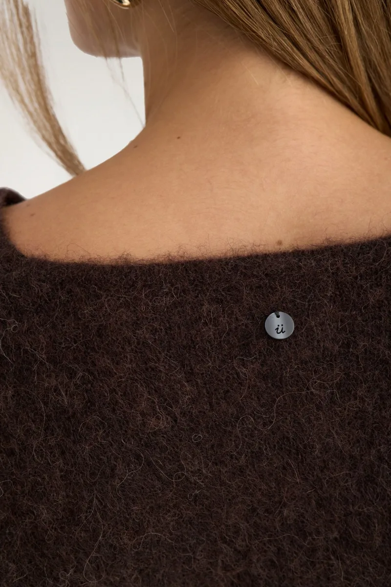 Nusuri Brushed Ss Cardigan van Nümph, kleur Chocolate Plum