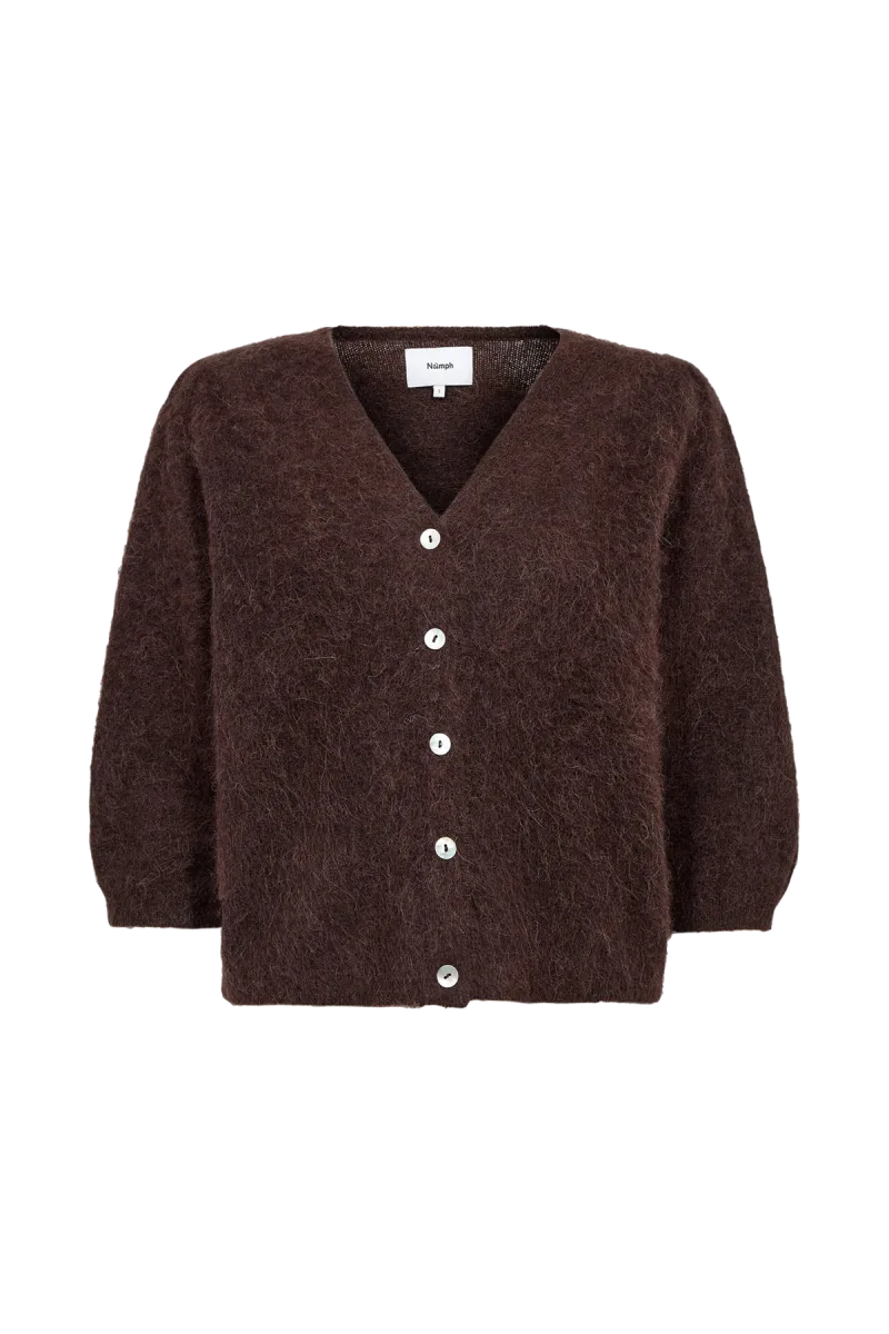 Nusuri Brushed Ss Cardigan van Nümph, kleur Chocolate Plum