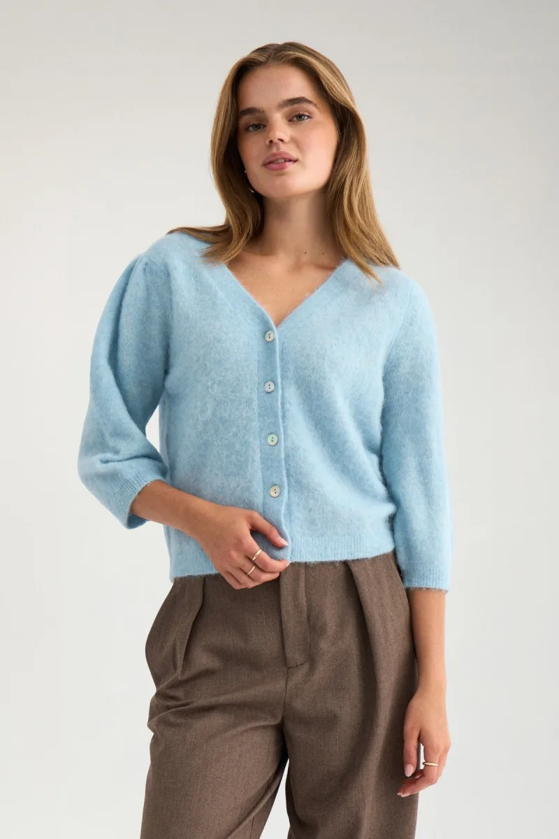 Nusuri Brushed Ss Cardigan van Nümph, kleur Forget Me Not