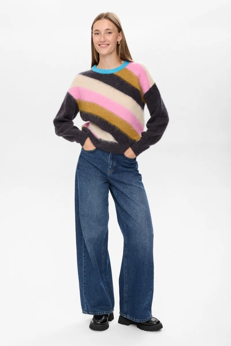 Nusuri Multi Stripe Pullover van Nümph, kleur Obsidian