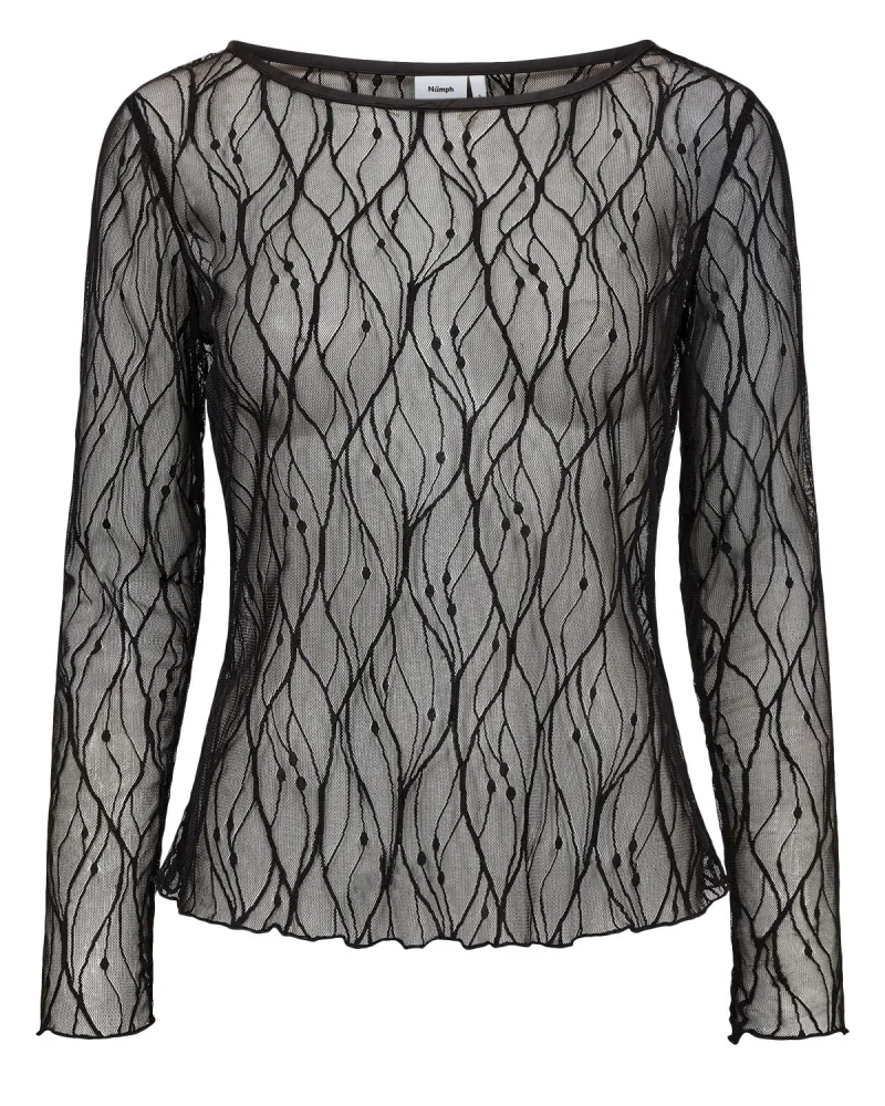 Nutallah Blouse van Nümph, kleur Caviar