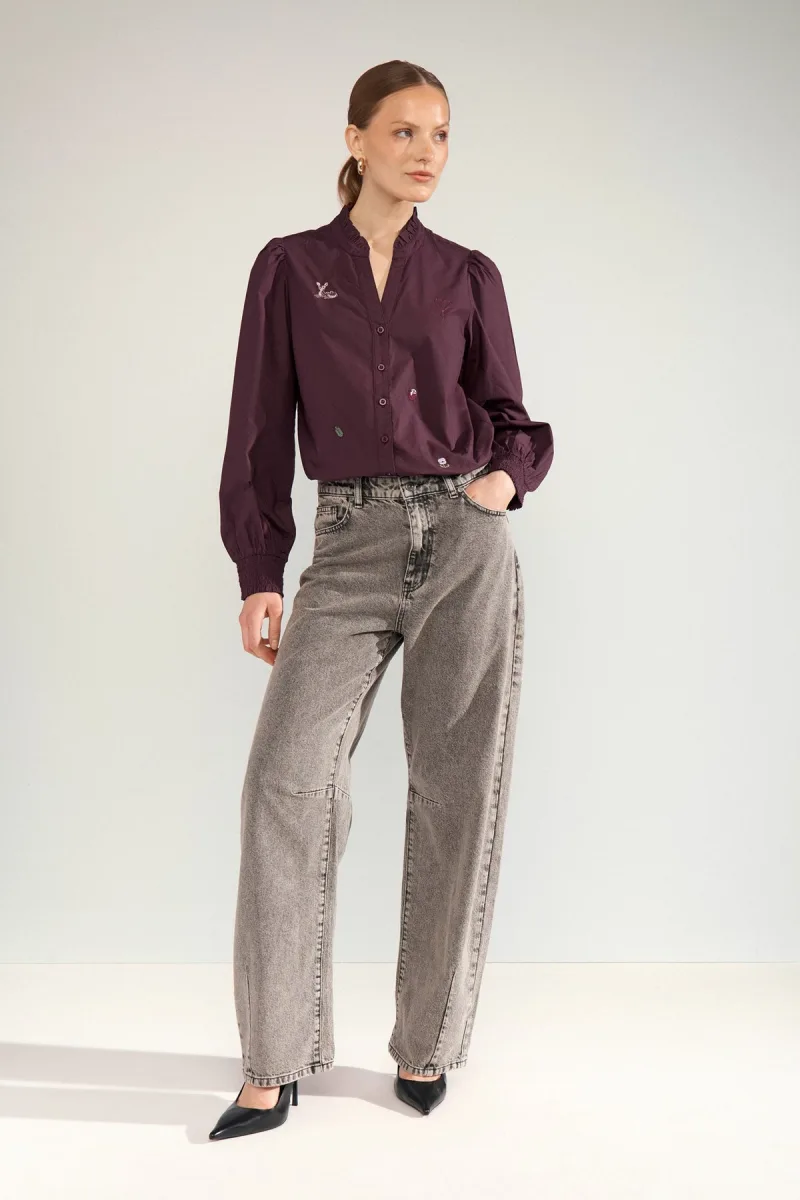 Nutenja V-Neck Shirt van Nümph, kleur Fig
