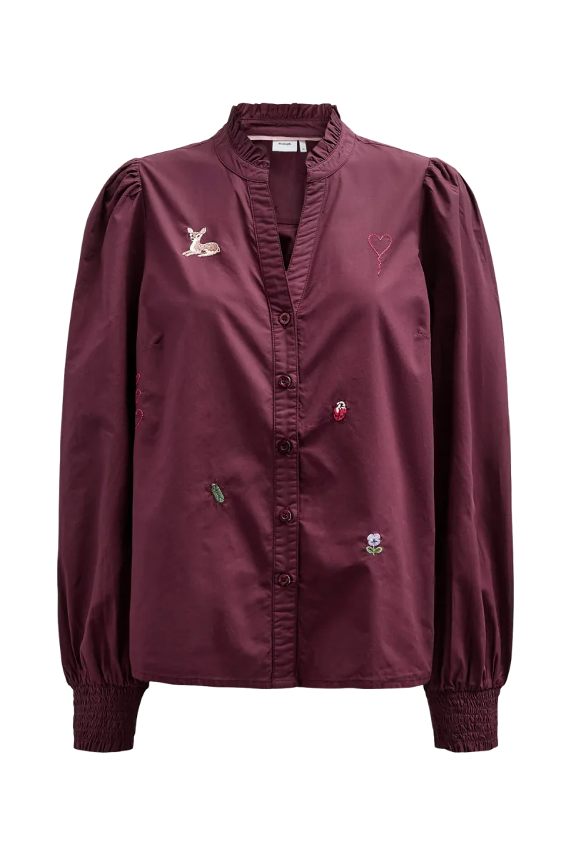 Nutenja V-Neck Shirt van Nümph, kleur Fig
