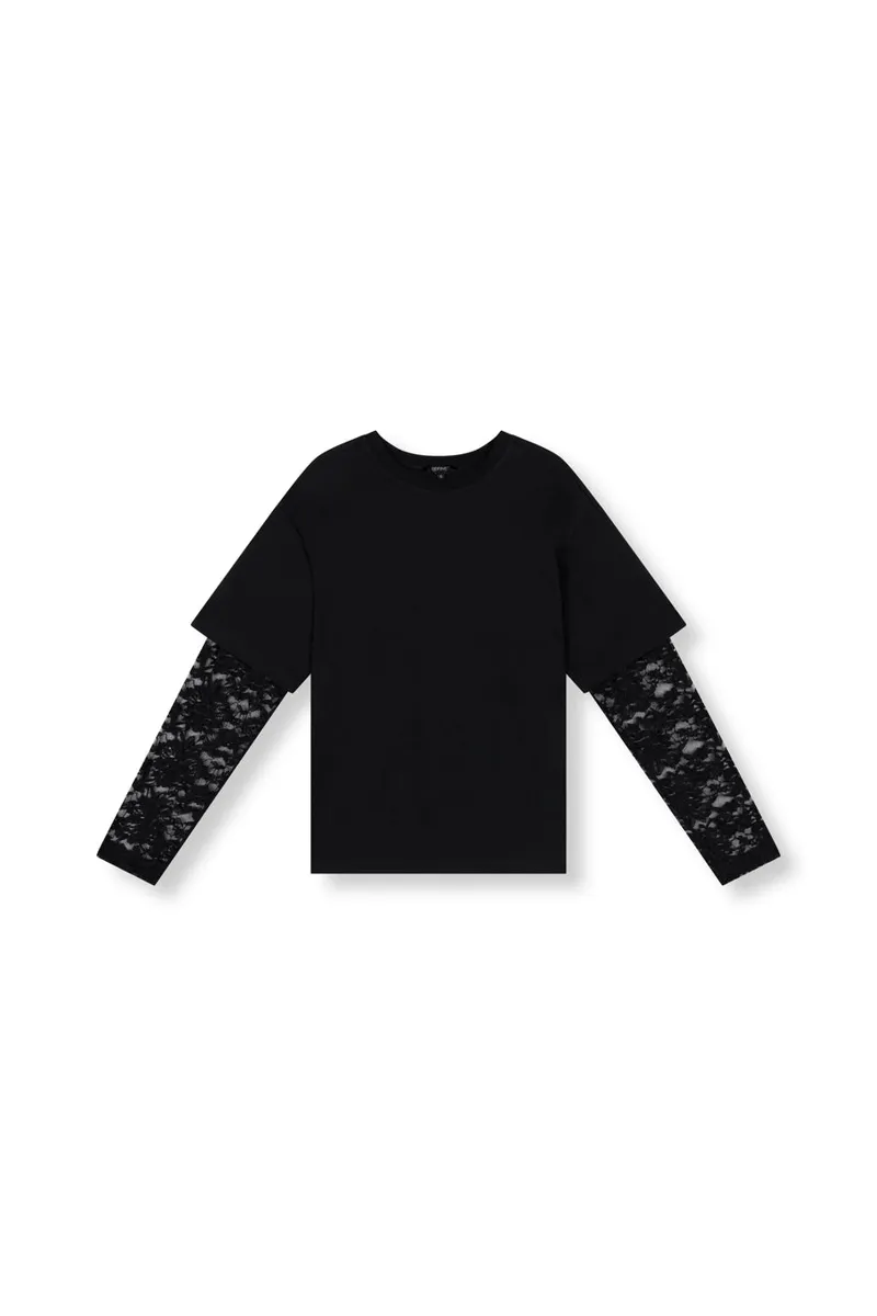 Lace Sleeve Teddy van Refined Department, kleur Black