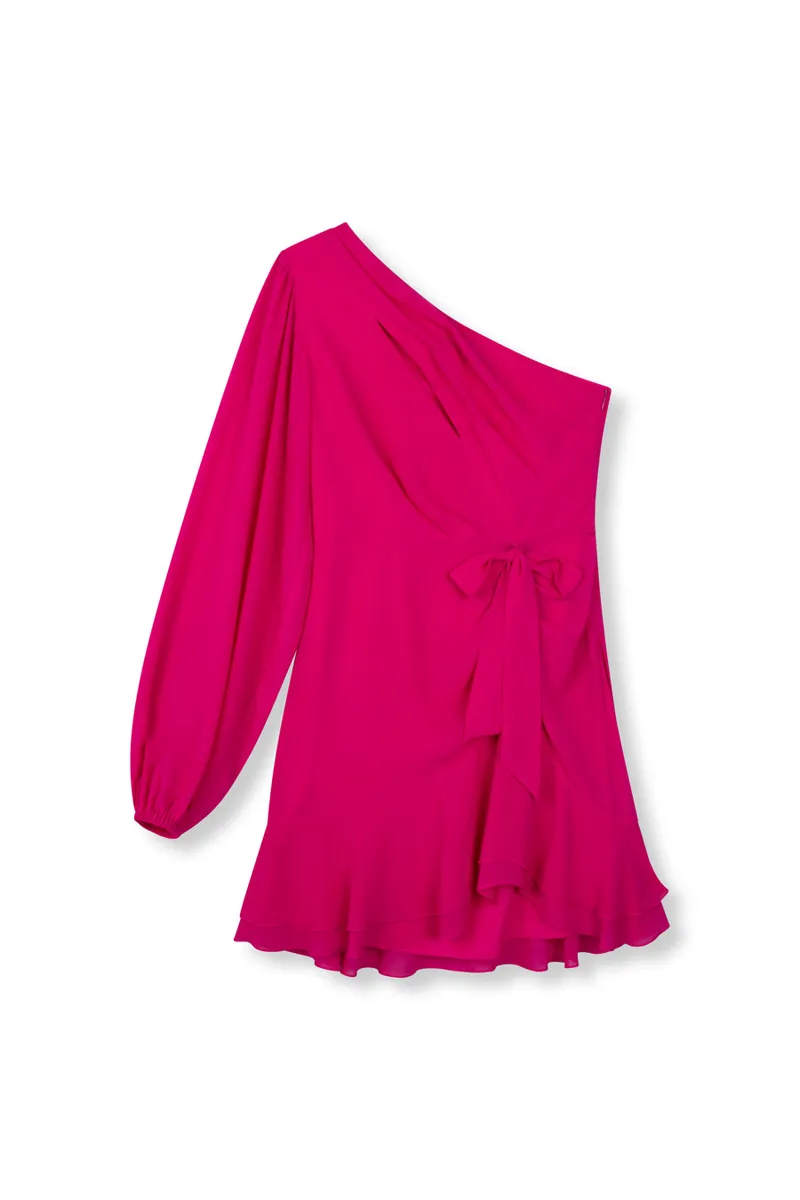 One Shoulder Dress van Refined Department, kleur Pink