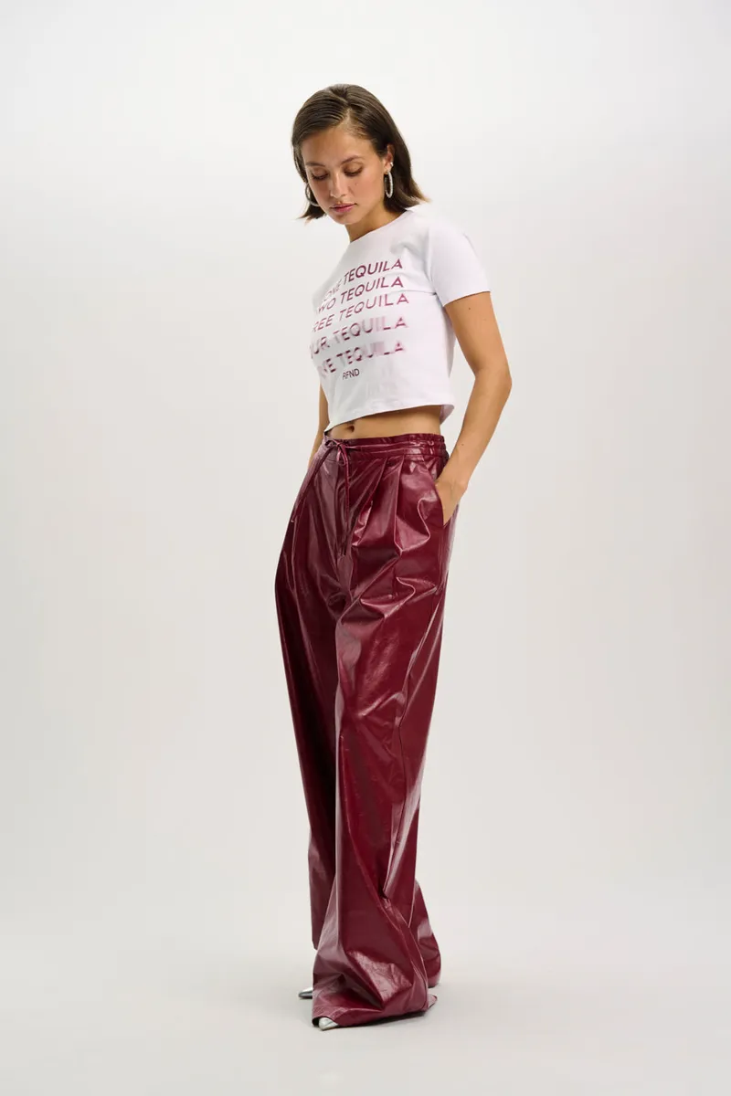 Pu Pants Bibi van Refined Department, kleur Bordeaux