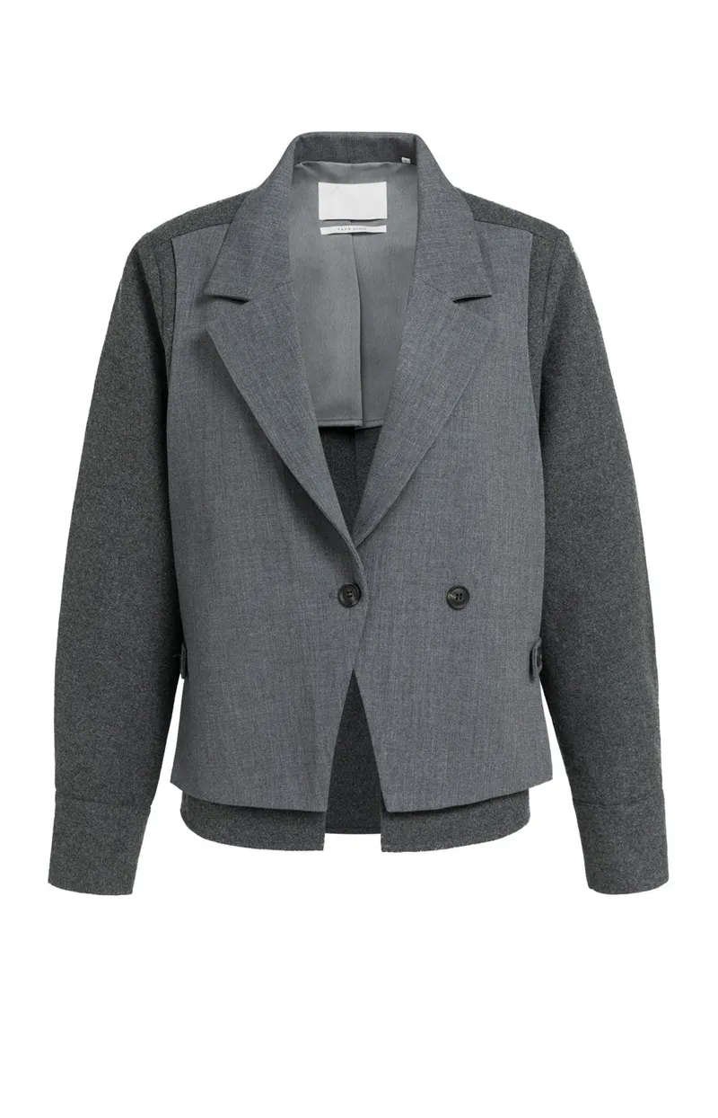 Blazer Met Contrasterende Stof En Losse Pasvorm van YAYA, kleur Anthracite Melange