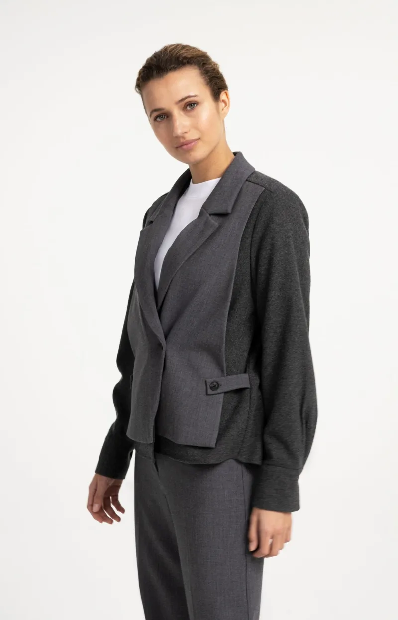 Blazer Met Contrasterende Stof En Losse Pasvorm van YAYA, kleur Anthracite Melange