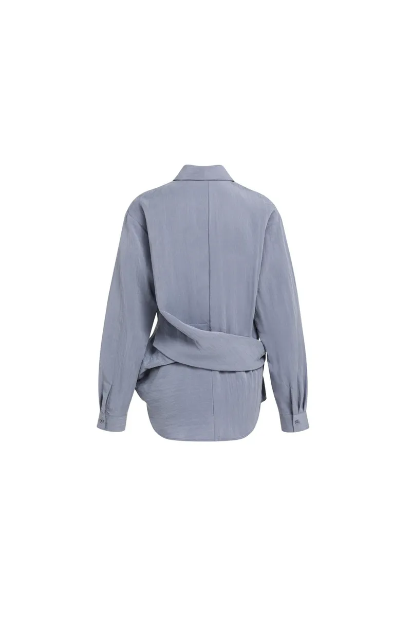 Blouse Met Knoopdetail En Lange Mouwen van YAYA, kleur Arctic Seal Grey