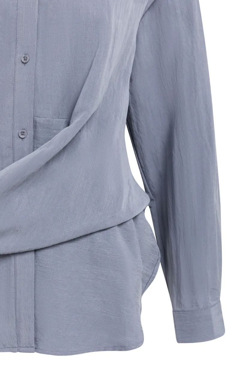 Blouse Met Knoopdetail En Lange Mouwen van YAYA, kleur Arctic Seal Grey