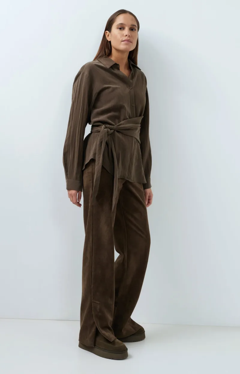 Blouse Met Knoopdetail En Lange Mouwen van YAYA, kleur Slate Black Brown