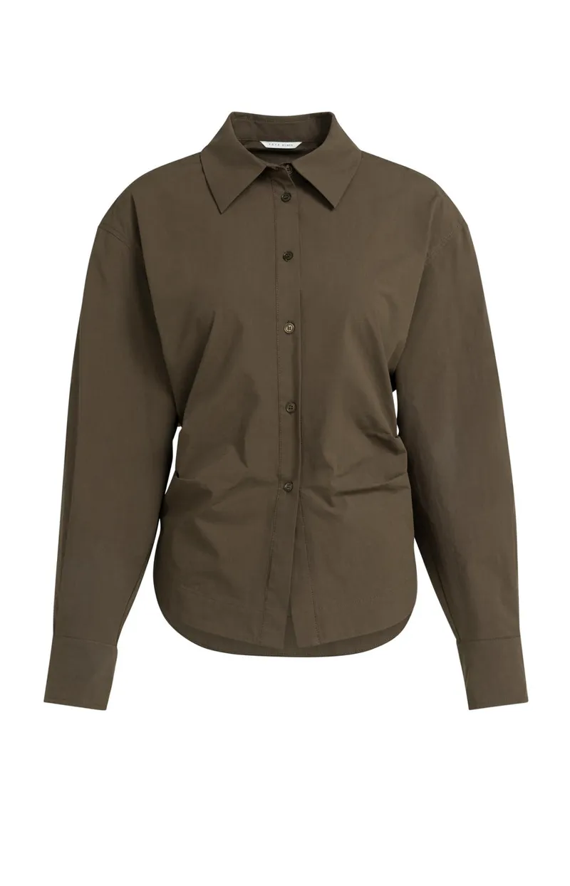 Blouse Met Tailleaccent En Plooidetail van YAYA, kleur Slate Black Brown