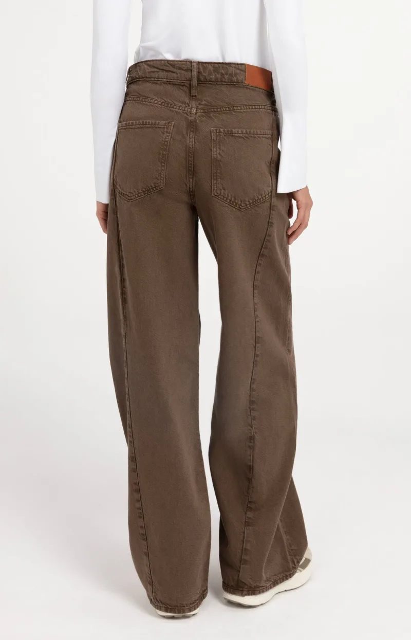 Denim Met Hoge Taille En Wijde Pijpen van YAYA, kleur Cocoa Brown