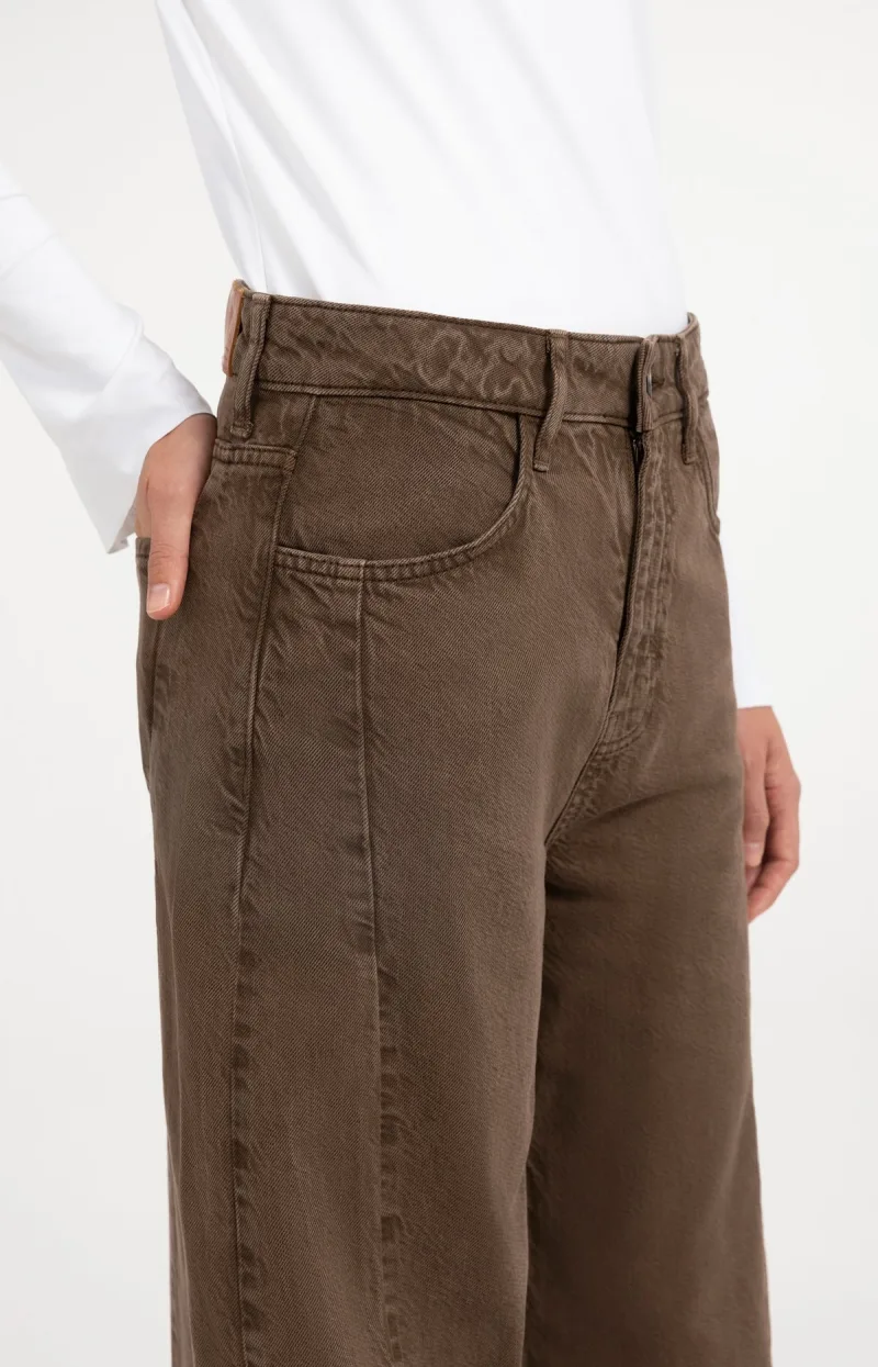 Denim Met Hoge Taille En Wijde Pijpen van YAYA, kleur Cocoa Brown