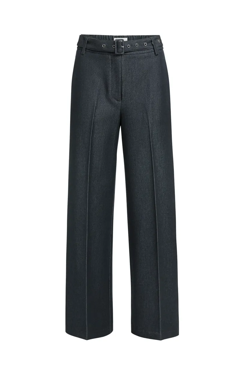 Geweven Broek Met Ceintuur En Subtiele Glans van YAYA, kleur Black
