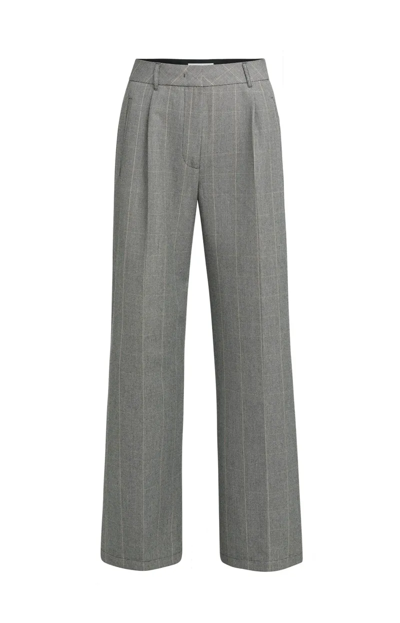 Pantalon Met Ruitdessin En Wijde Pijpen van YAYA, kleur Hole Black Dessin