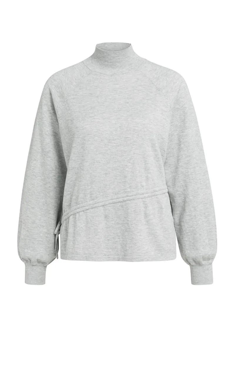 Sweater Met Hoge Hals En Taillekoord van YAYA, kleur Medium Grey Melange