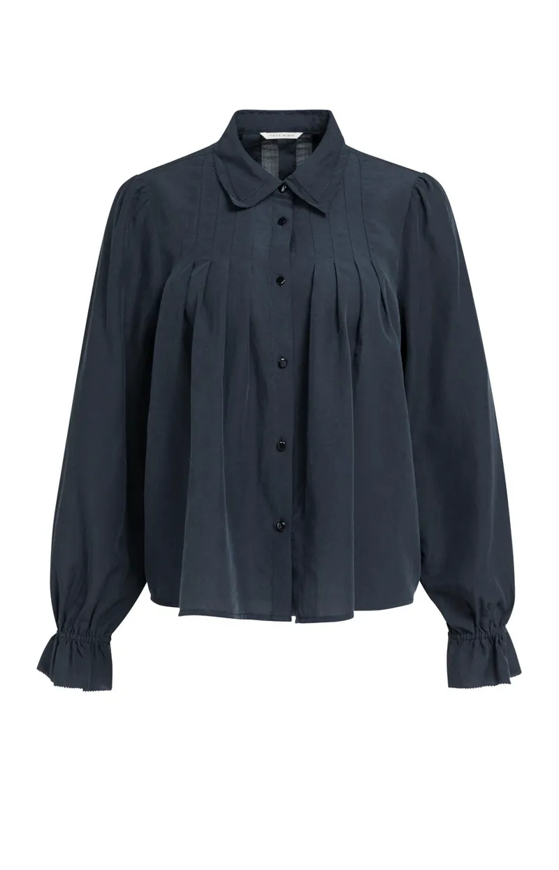 Transparante Blouse Met Plooidetails van YAYA, kleur Cat Black