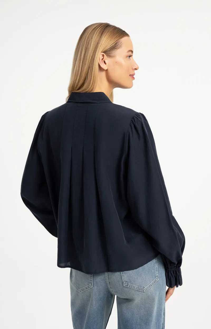 Transparante Blouse Met Plooidetails van YAYA, kleur Cat Black