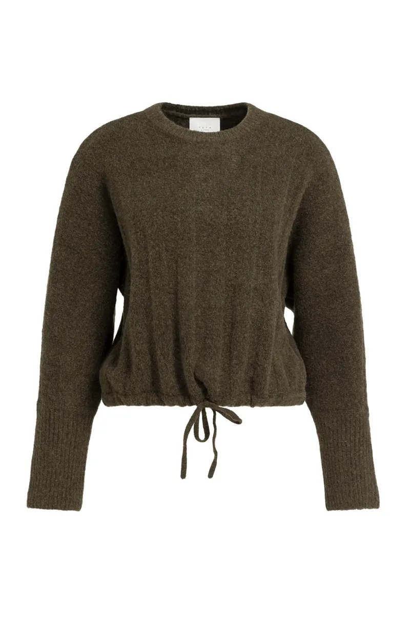 Trui Met Vleermuismouwen En Trekkoord In De Zoom van YAYA, kleur Slate Black Brown Melange